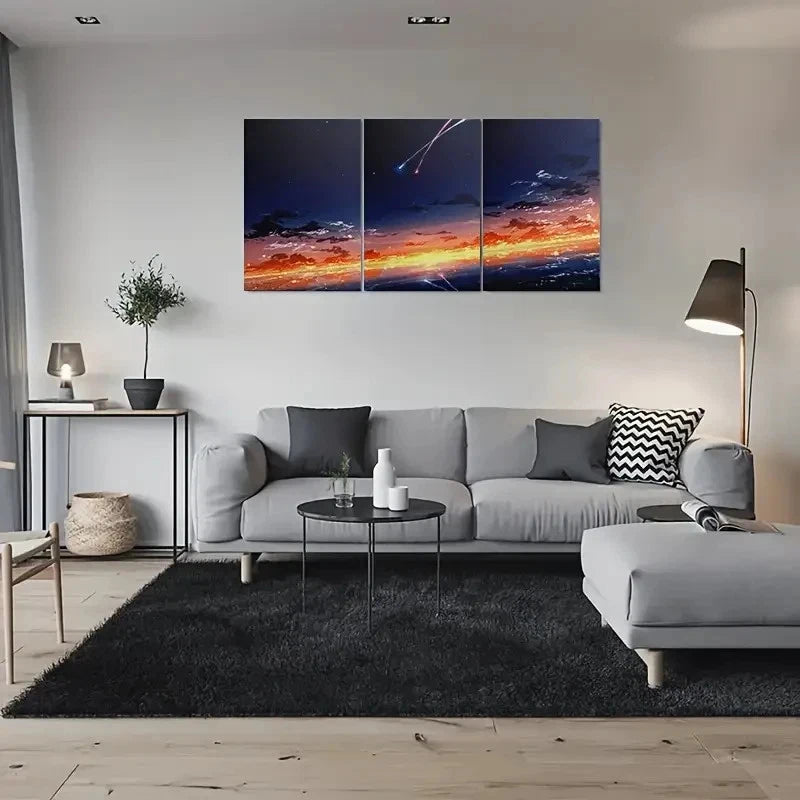 3pcs Night Sky Cosmic Sunset & Aurora Borealis Metal Print Ready to Hang Art