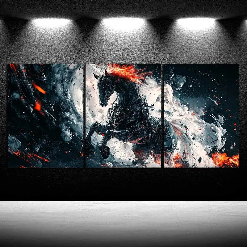 3pcs Horses in the Clouds Animal Themed Metal Print Ready to Hang Art