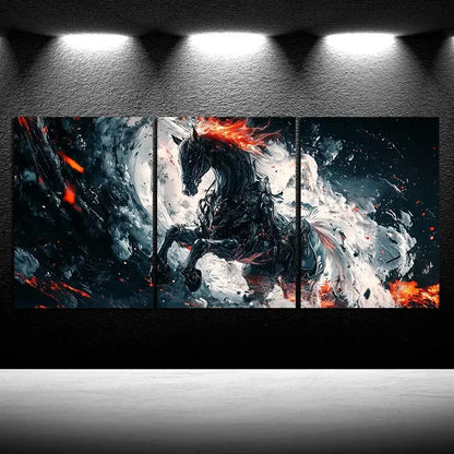 3pcs Horses in the Clouds Animal Themed Metal Print Ready to Hang Art