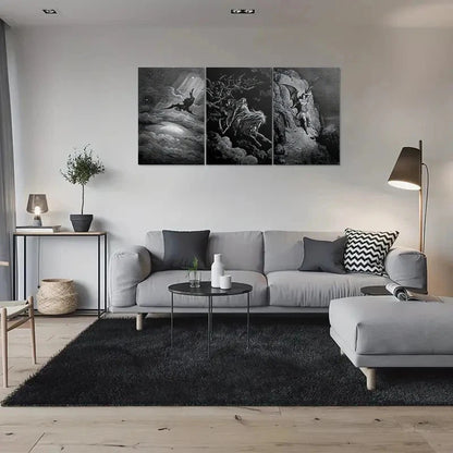 3pcs Dark Fantasy Gothic Devil Riding Horse Metal Print Ready to Hang Art