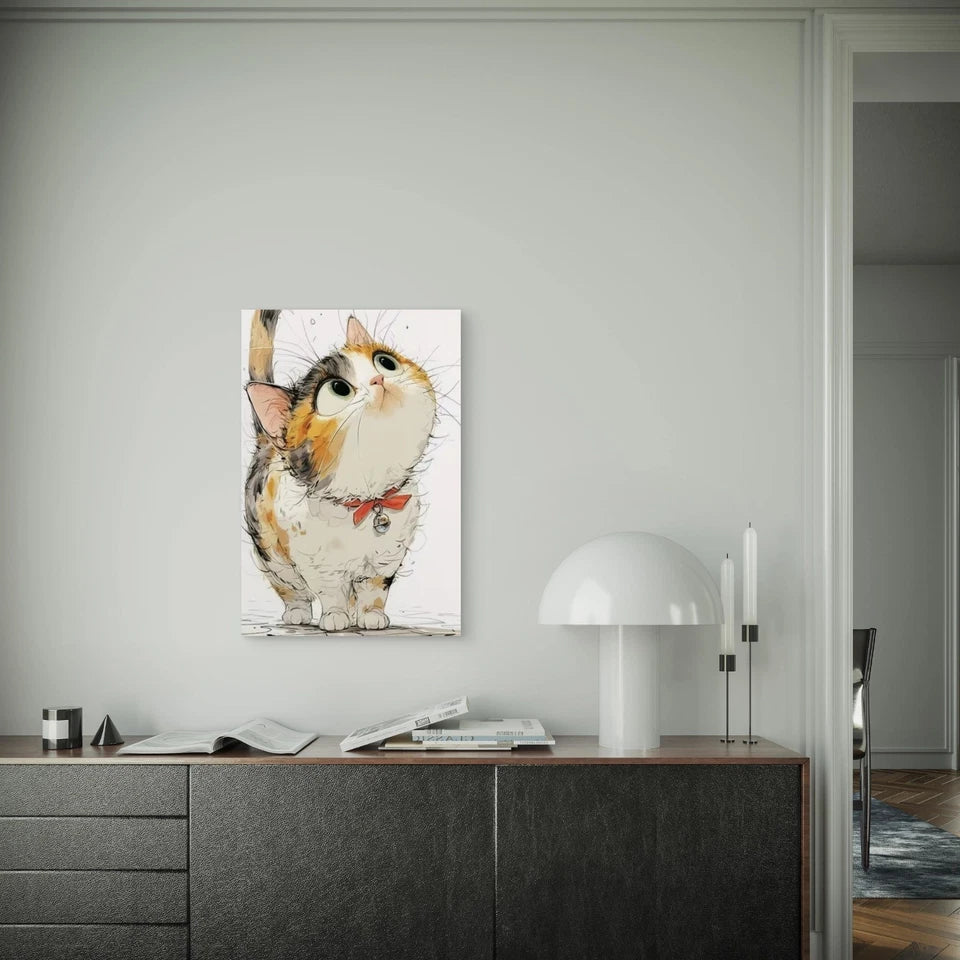 Uplooking Kitten Wonder Metal Print Ready to Hang