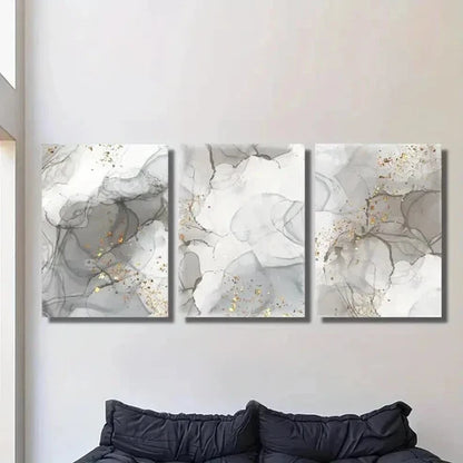 3pcs Gray and Golden Marble Texture Wall Art Canvas Unframed - High Quality Print 100% Australian Made Wall Canvas