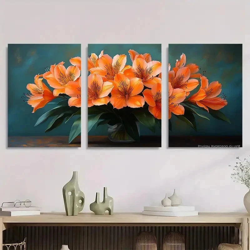 3pcs Lilies Peruvian Nature Beauty Perfect Wall Art Set Canvas Framed 40x60cm - High Quality Print 100% Australian Made Wall Canvas Ready to Hang