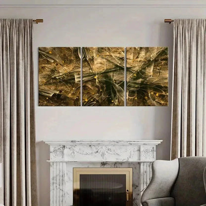 3pcs Abstract Art Aesthetic Golden Lines Wall Art Set Canvas Framed 40x60cm - High Quality Print 100% Australian Made Wall Canvas Ready to Hang