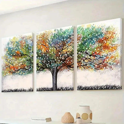 3pcs Modern Colorful Abstract Tree of Life Wall Art Set Canvas Framed 50x70cm - High Quality Print 100% Australian Made Wall Canvas Ready to Hang