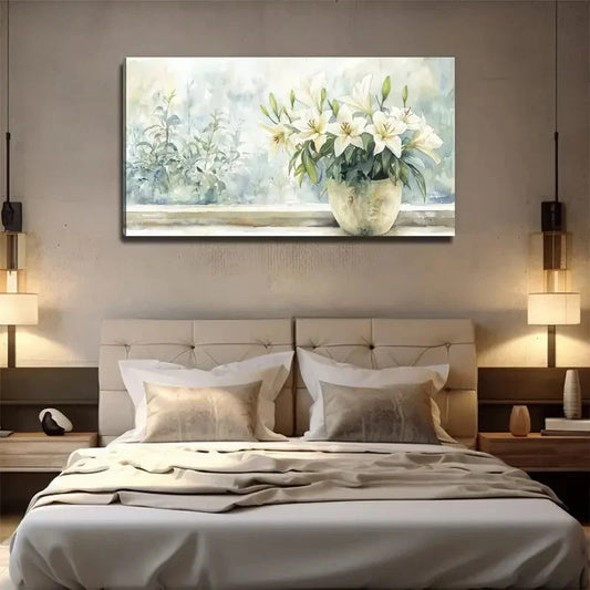 Elegant Minimalist Floral Wall Art Canvas Office Home Room Framed 120x60cm