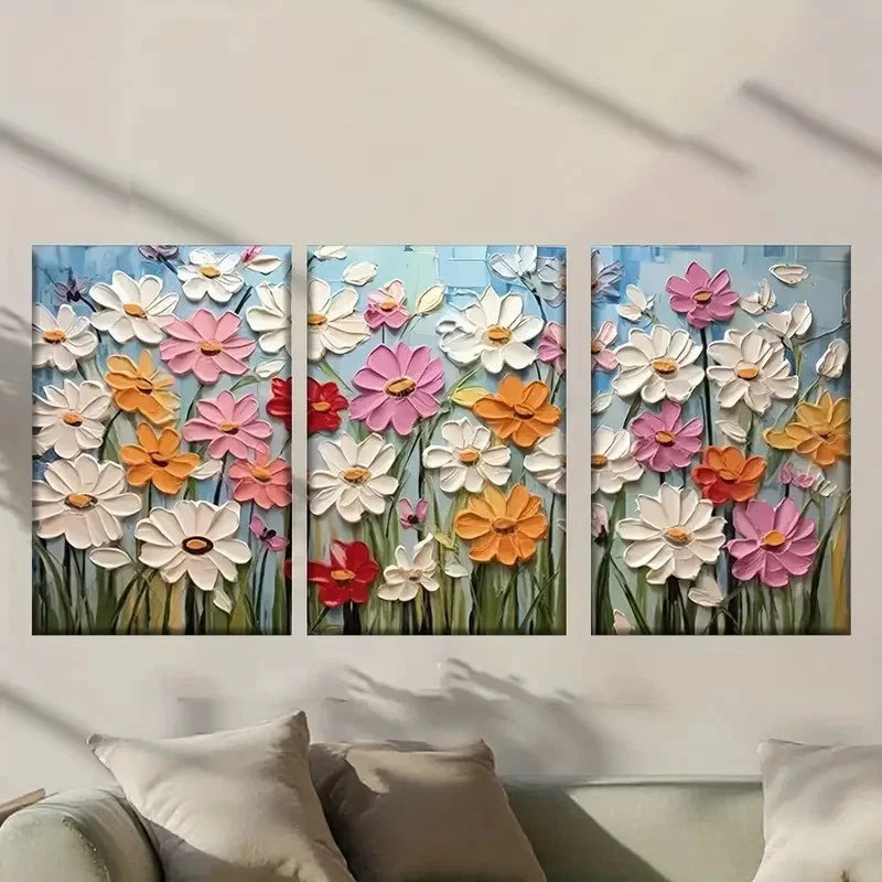 3pcs White Pink & Yellow Flowers Wall Art Set Canvas Framed 60x90cm - High Quality Print 100% Australian Made Wall Canvas Ready to Hang