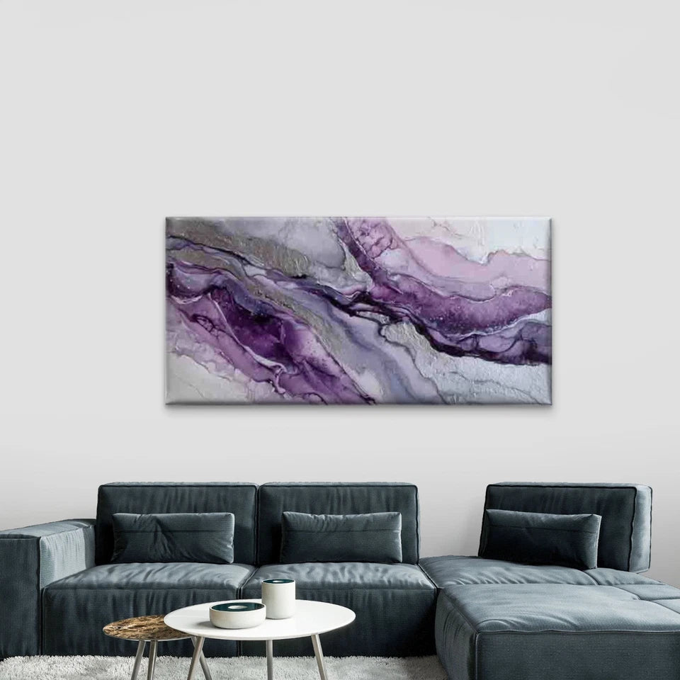 Purple Gradient Abstract Textur Wall Art Canvas Office Home Room Framed 120x60cm
