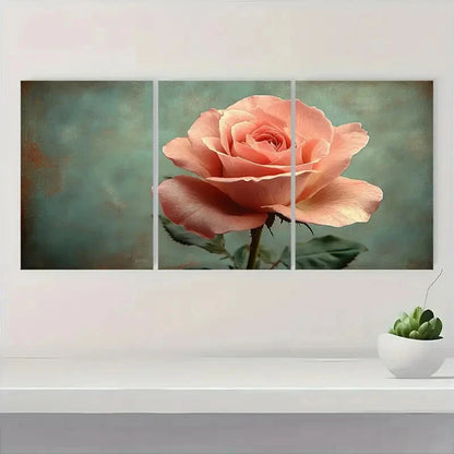 3pcs Pink Rose Floral Romantic Metal Print Ready to Hang Art