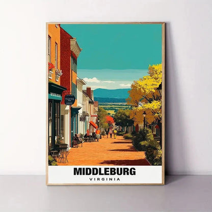 Middleburg Virginia Scene Small Town Spanish Travel Poster Print Wall Art