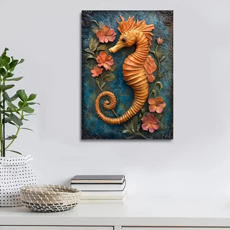 Beautiful Featuring a Seahorse Painting  40x60cm Metal Print Ready to Hang