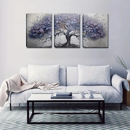 3pcs Blue-Purple Tree Design Abstract Perfect Wall Art Set Canvas Framed 40x60cm - High Quality Print 100% Australian Made Wall Canvas Ready to Hang