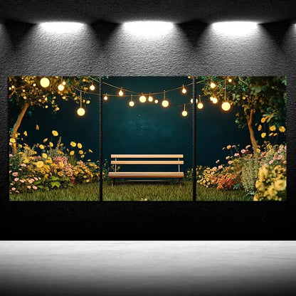 3pcs Featuring a Comfortable Garden Metal Print Ready to Hang Art