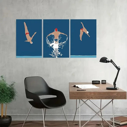 3pcs Vintage Retro Diving Wall Art Metal Print Ready to Hang Art