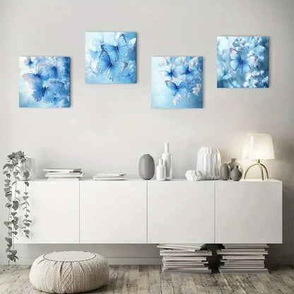 4pcs Floral & ButterflyWall Art Canvas Framed