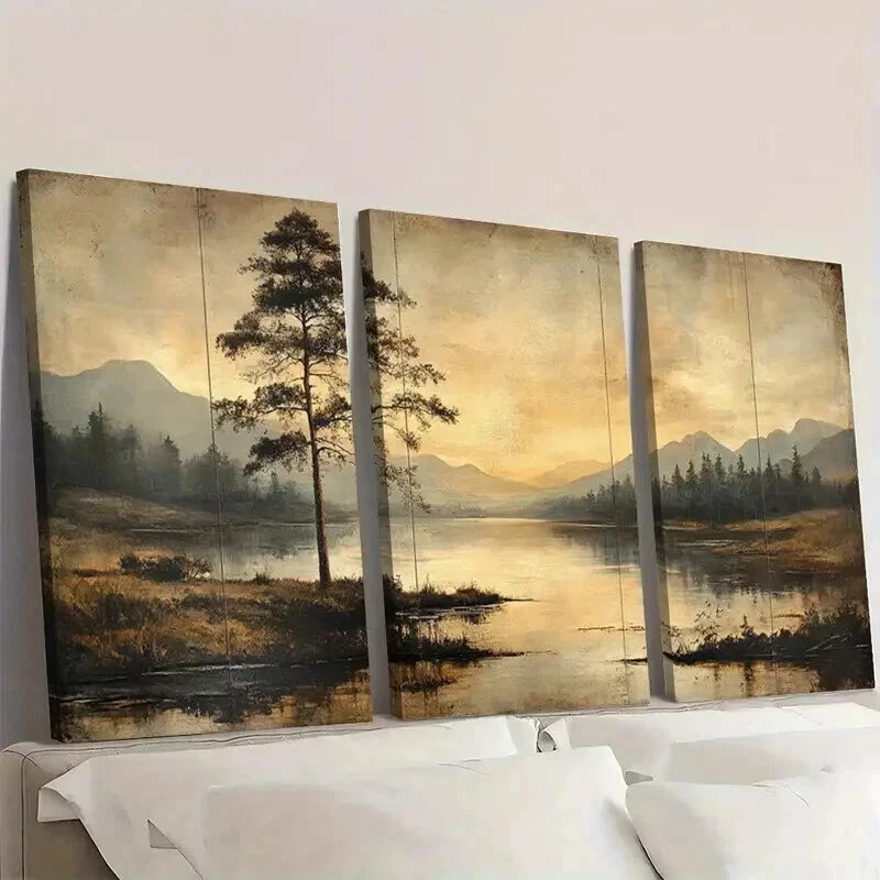 3pcs Serene Countryside Landscape Wall Art Set Canvas Framed 40x60cm - High Quality Print 100% Australian Made Wall Canvas Ready to Hang