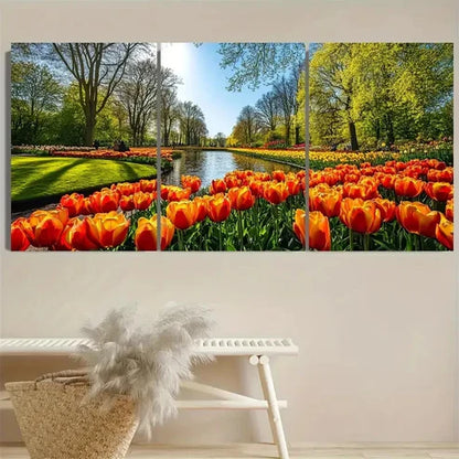 3pcs Keukenhof Gardens Wall Art Set Canvas Unframed - High Quality Print 100% Australian Made Wall Canvas