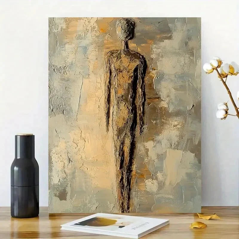 Abstract Oil Painting of an Antique Stone Figure 40x60cm Metal Print Ready to Hang