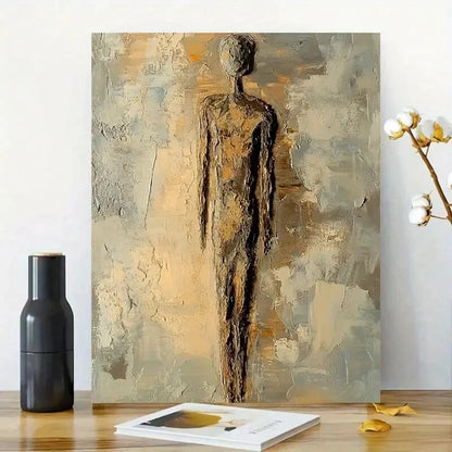 Abstract Oil Painting of an Antique Stone Figure 40x60cm Metal Print Ready to Hang