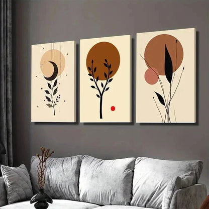 3pcs Minimalist Botanical Abstract Modern Wall Art Set Canvas Framed 40x60cm - High Quality Print 100% Australian Made Wall Canvas Ready to Hang