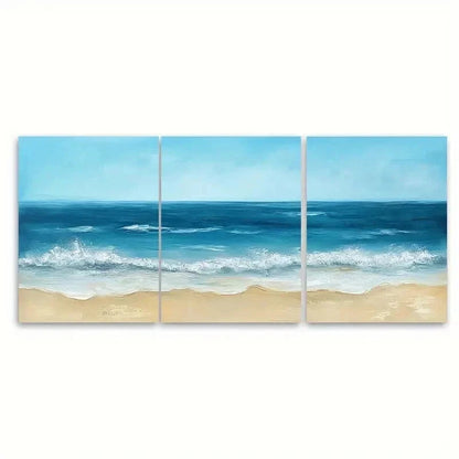 3pcs Ocean BK    Wall Art Set Canvas Framed 50x70cm - High Quality Print 100% Australian Made Wall Canvas Ready to Hang