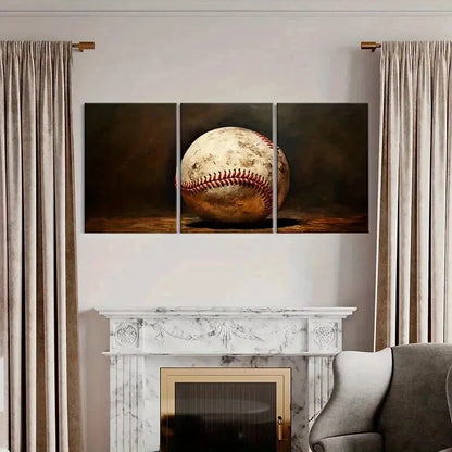 3pcs Abstract Aesthetic Baseball Decor Wall Art Set Canvas Framed 40x60cm - High Quality Print 100% Australian Made Wall Canvas Ready to Hang