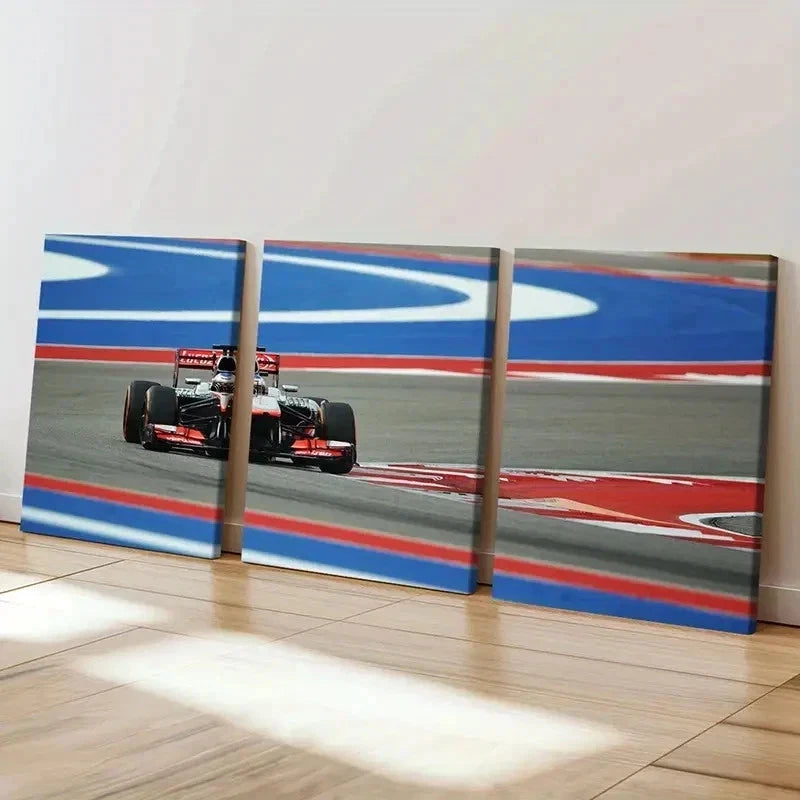 3pcs Formula 1 Racing Car Decoration Wall Art Set Canvas Framed 40x60cm - High Quality Print 100% Australian Made Wall Canvas Ready to Hang