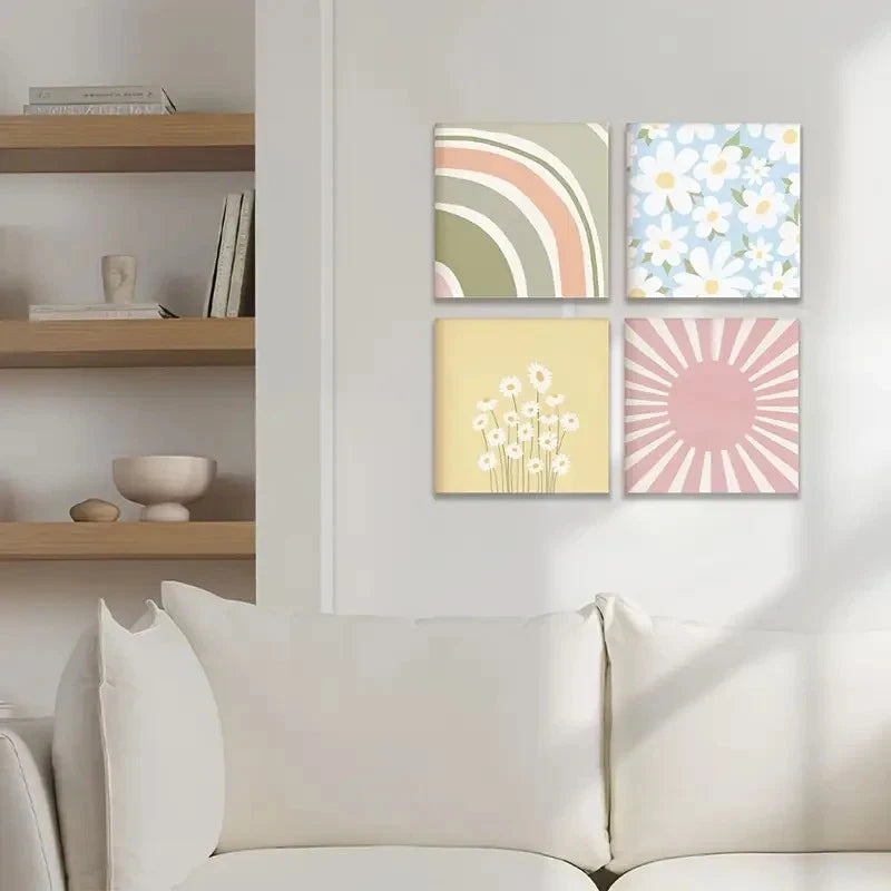 4pcs Wildflower Printable Art Wall Art Canvas Framed
