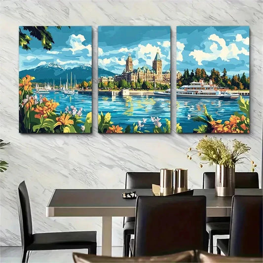 3pcs Victoria Canada Landscape Metal Print Ready to Hang Art
