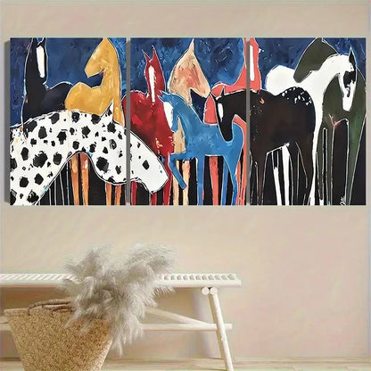 3pcs Colorful Animal Silhouette Wall Art Set Canvas Framed 60x90cm - High Quality Print 100% Australian Made Wall Canvas Ready to Hang