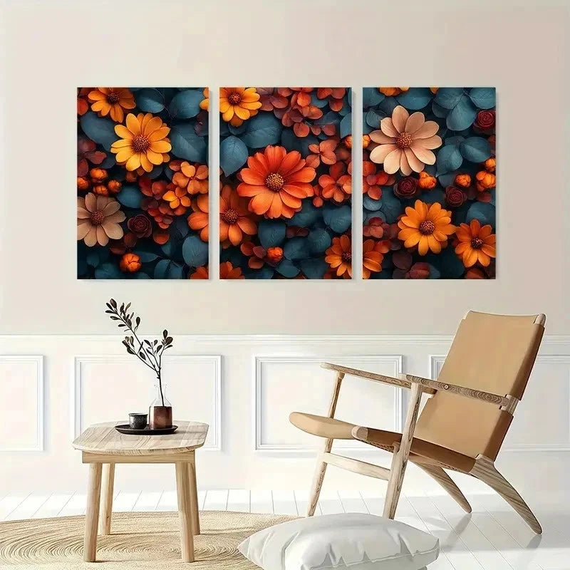 3pcs Fall Flower Nature Colorful Perfect Wall Art Set Canvas Framed 40x60cm - High Quality Print 100% Australian Made Wall Canvas Ready to Hang