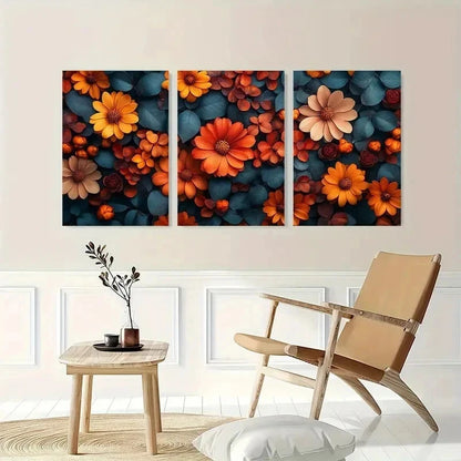 3pcs Fall Flower Nature Colorful Perfect Wall Art Set Canvas Framed 40x60cm - High Quality Print 100% Australian Made Wall Canvas Ready to Hang