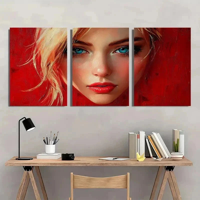 3pcs Sleek Presentation Abstract Red Perfect Wall Art Set Canvas Framed 40x60cm - High Quality Print 100% Australian Made Wall Canvas Ready to Hang