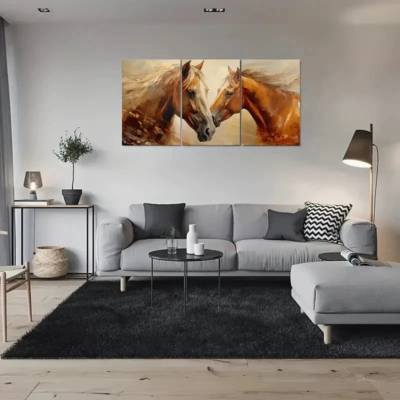 3pcs Abstract Horse Modern Animal Metal Print Ready to Hang Art