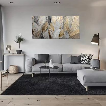 3pcs Modern Abstract Leaf Wall Art Set Canvas Framed 50x70cm – High Quality Print, 100% Australian Made, Ready to Hang