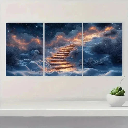 3pcs Magical Winter Wonderland Art TY Wall Art Set Canvas Unframed - High Quality Print 100% Australian Made Wall Canvas - Bella Home Decor