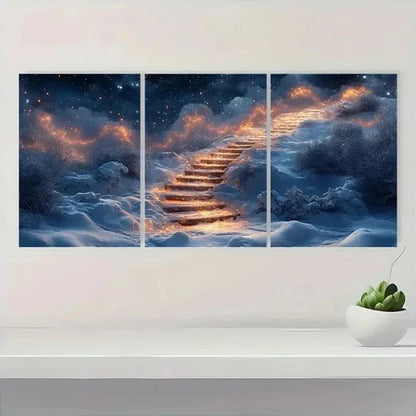 3pcs Magical Winter Wonderland Art TY Wall Art Set Canvas Unframed - High Quality Print 100% Australian Made Wall Canvas - Bella Home Decor