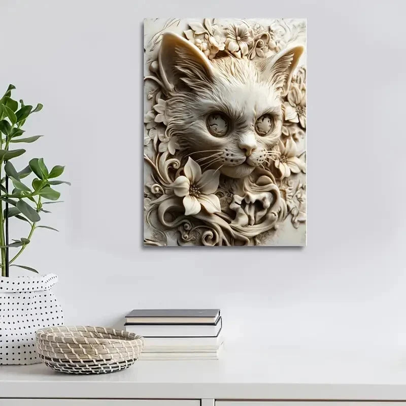 Skull Kitty Design by Hellocloudy Heart Blossoms 40x60cm Metal Print Ready to Hang