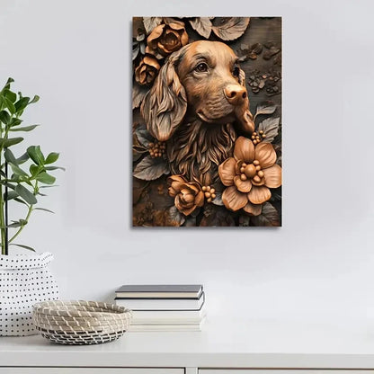 Joyful Cocker Spaniel Among Blooming Flowers Painting 40x60cm Metal Print Ready to Hang