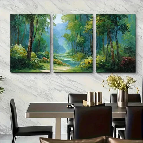 3pcs Forest Landscape Oil Painting Perfect Wall Art Canvas Unframed - High Quality Print 100% Australian Made Wall Canvas