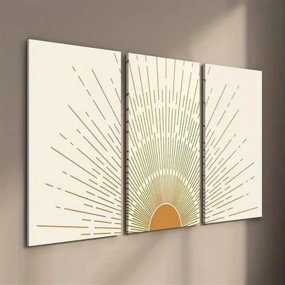 3pcs Abstract Geometric Sun Wall Art Set Canvas Unframed - High Quality Print 100% Australian Made Wall Canvas