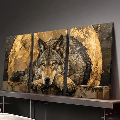 3pcs Wolf on the Moon Abstract Wall Art Set Canvas Unframed – High Quality Print 100% Australian Made Wall Canvas