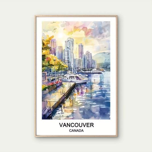 Vancouver, Canada Painting Travel Poster Print Wall Art