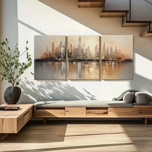 3pcs Abstract Modern Cityscape Decor Wall Art Canvas Unframed - High Quality Print 100% Australian Made Wall Canvas