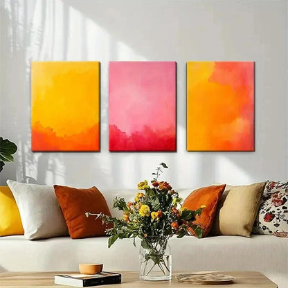 3pcs Abstract Watercolor Gradient Warm Perfect Wall Art Set Canvas Framed 40x60cm - High Quality Print 100% Australian Made Wall Canvas Ready to Hang