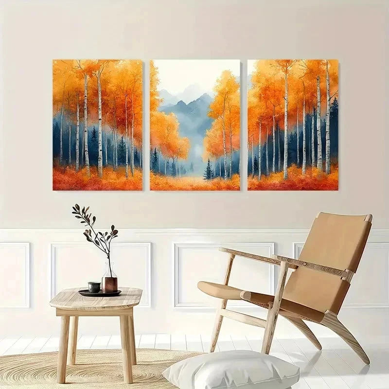 3pcs Watercolor Landscape Mountain Perfect Wall Art Set Canvas Framed 40x60cm - High Quality Print 100% Australian Made Wall Canvas Ready to Hang