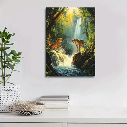 Beautiful Sunlit Trees & Serene Landscape Painting 40x60cm Metal Print Ready to Hang