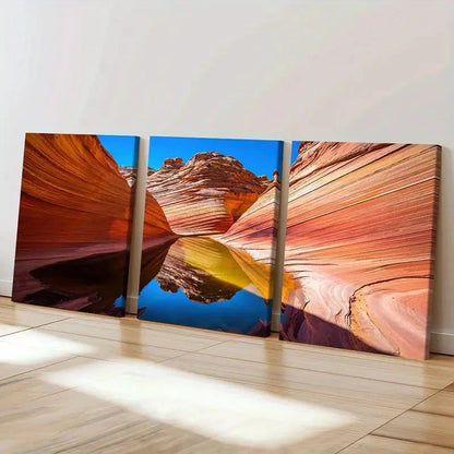 3pcs Wave Rocky Canyon Arizona Landscape Wall Art Set Canvas Framed 40x60cm - High Quality Print 100% Australian Made Wall Canvas Ready to Hang