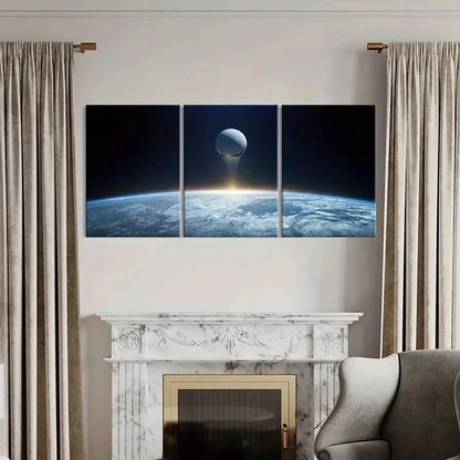 3pcs Science Fiction Art Universe Earth Wall Art Set Canvas Framed 40x60cm - High Quality Print 100% Australian Made Wall Canvas Ready to Hang