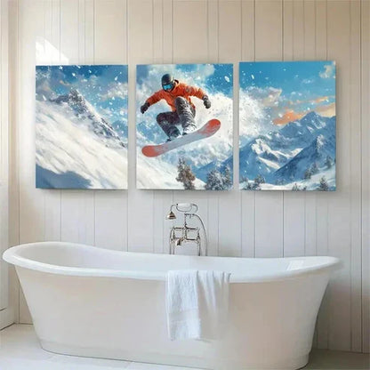 3pcs Snowboarding Adventure Perfect Wall Art Set Canvas Unframed - High Quality Print 100% Australian Made Wall Canvas